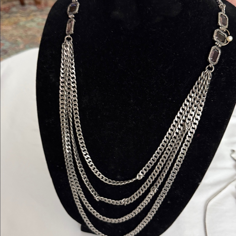 Elegant Silver Multi-Layered Necklace